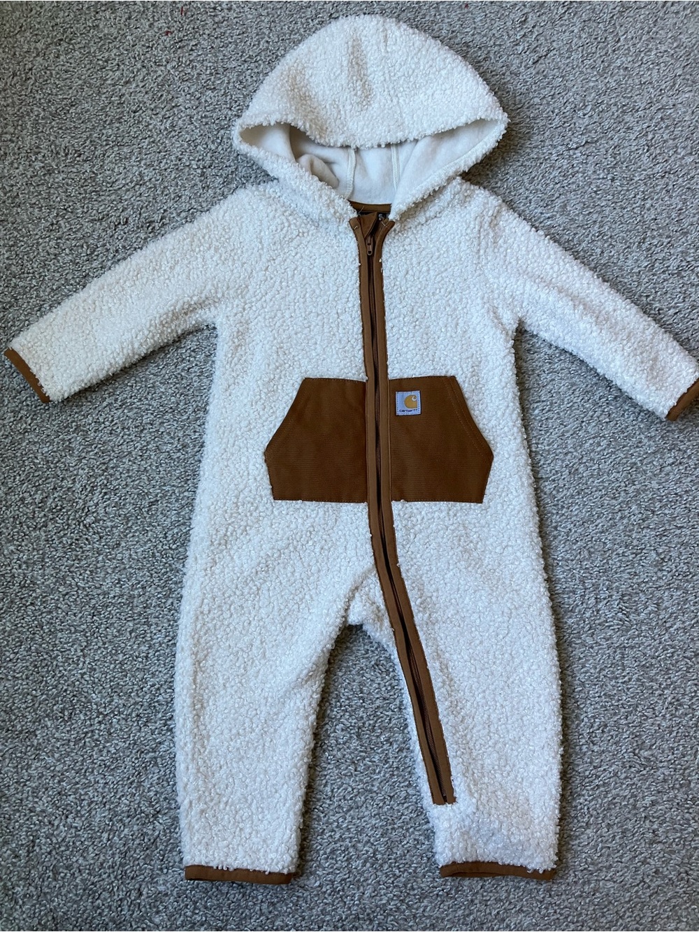 Carhartt Baby Sherpa Fleece Hooded Jumpsuit Size 9M